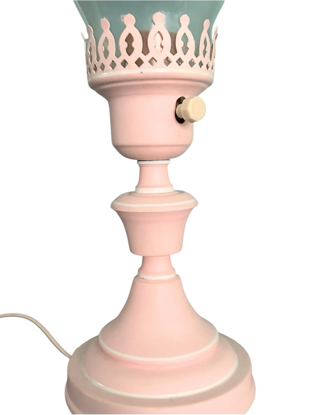 Vintage Hurricane Table Desk Bedroom Lamp Pink 17.25” - Picture 5 of 11